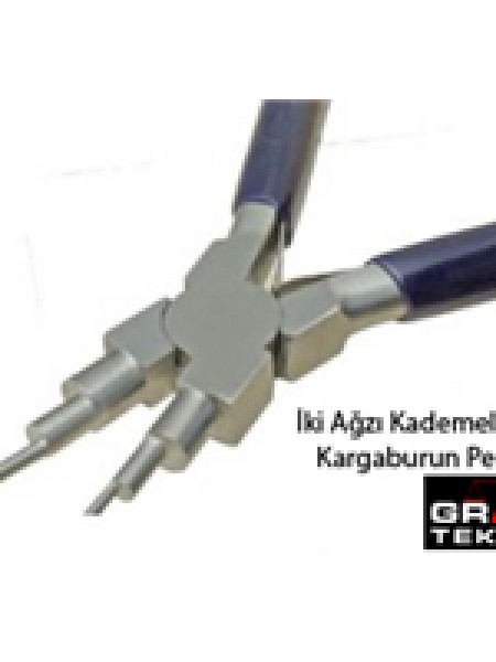 İki Ağzı Kademeli Kısa Kargaburun Pense