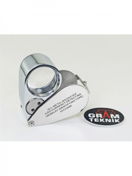 Büyük Işıklı Metal Lup 40x25mm